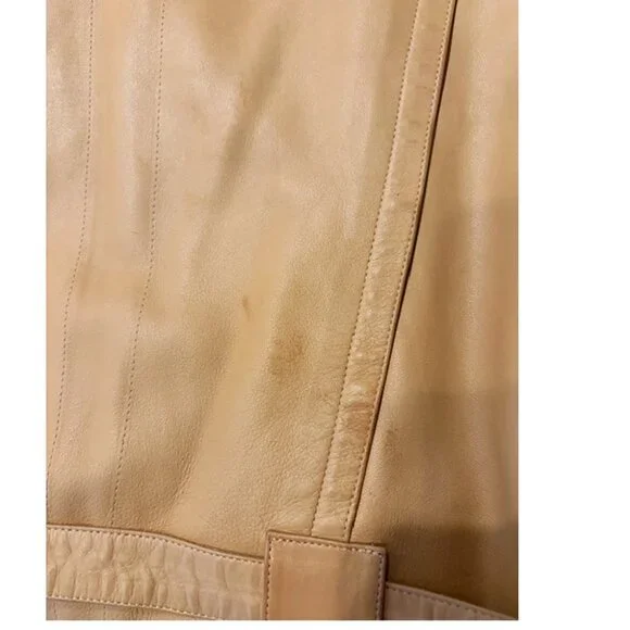 Claude Montana Ideal Cuir 1980s Tan Leather Bomber Jacket US size 10